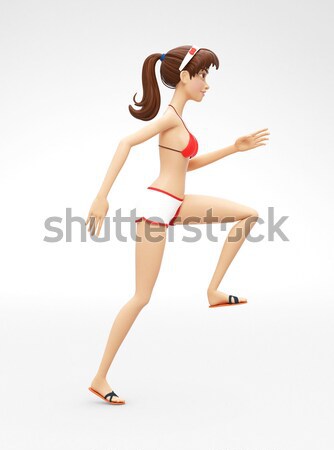 Blank Product Billboard and Banner Mockup - Serious 3D Bikini Character Stock photo © Loud-Mango