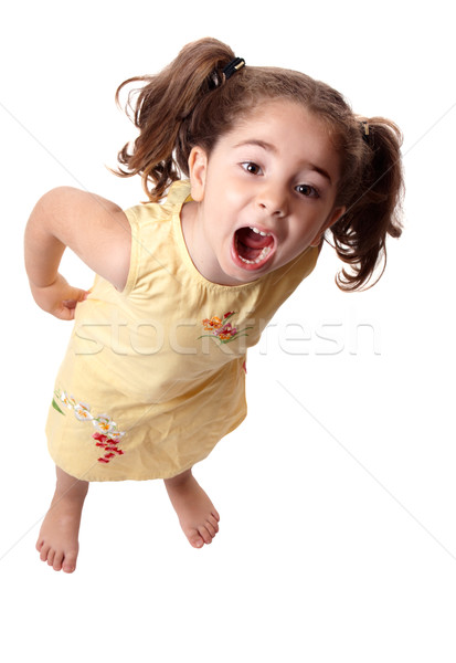 Kislány kiált áll fiatal női kiált Stock fotó © lovleah