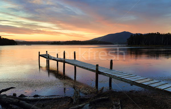 Mały drewna jezioro wygaśnięcia starych deska Zdjęcia stock © lovleah