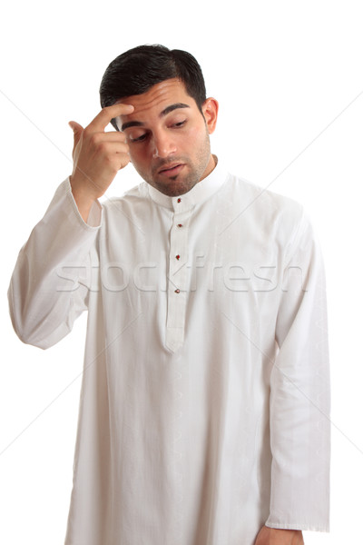 Férfi döntés közel-keleti kisebbségi visel köntös Stock fotó © lovleah