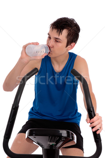 Stockfoto: Tiener · oefening · fiets · fitness · gymnasium