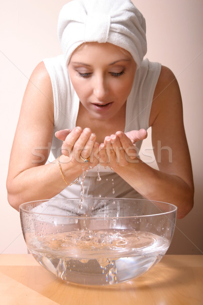 Stockfoto: Schoonheid · reinigen · vrouw · gezicht · zoetwater