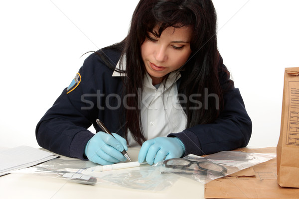 Rendőrség törvényszéki nyomozó iratok bizonyíték bűnözés Stock fotó © lovleah