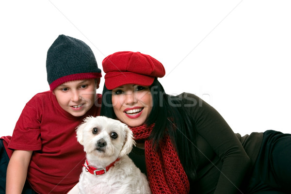 Woman, boy and dog relaxing Stock photo © lovleah