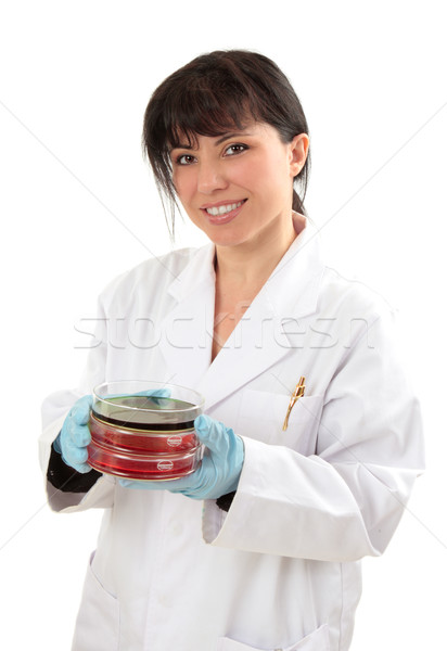 Scientist carrying petri dishes Stock photo © lovleah