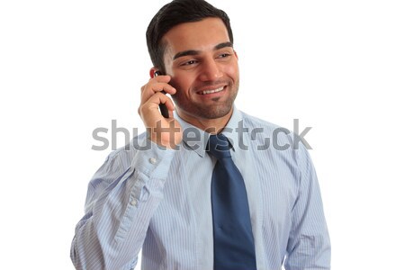 üzletember beszél telefon okos boldog párbeszéd Stock fotó © lovleah