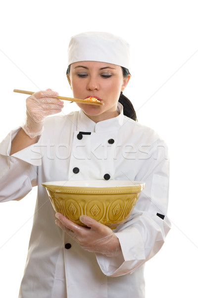 Smaak test chef voedsel smaak Stockfoto © lovleah