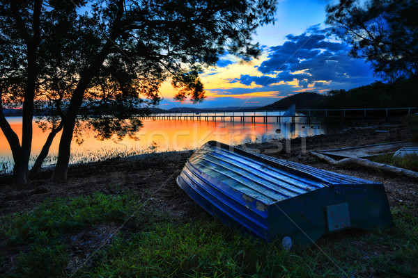 Gyönyörű naplemente Ausztrália tájkép kék viharvert Stock fotó © lovleah