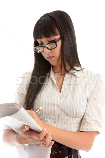 Business woman reading newspaper Stock photo © lovleah