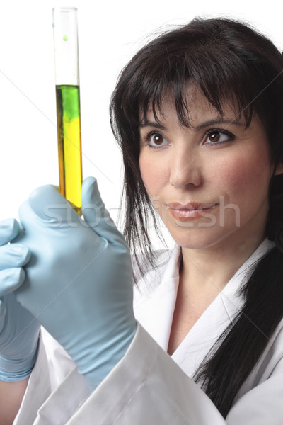 Femenino biólogo trabajo laboratorio tubo de ensayo investigación Foto stock © lovleah