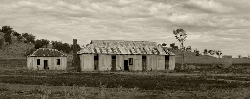 Stock foto: Ländlichen · Windmühle · rostigen · tin · Haus · Bauernhof