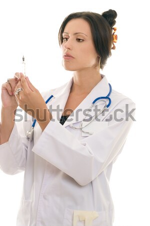 Arts verpleegkundige medische spuit mooie vrouwelijke Stockfoto © lovleah