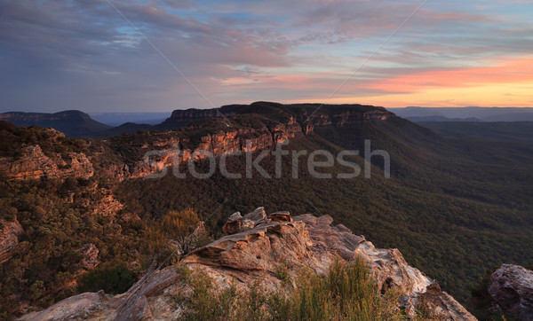 Narrowneck Sunset Blue Mountains Stock photo © lovleah