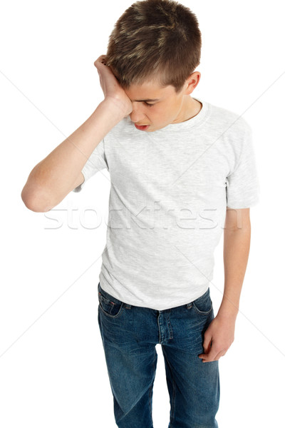 Băiat copil suparat obosit Teen Imagine de stoc © lovleah