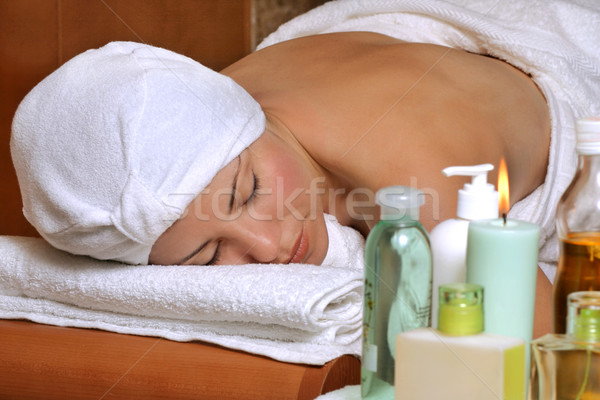 Female enjoying beauty therapy at dayspa Stock photo © lovleah