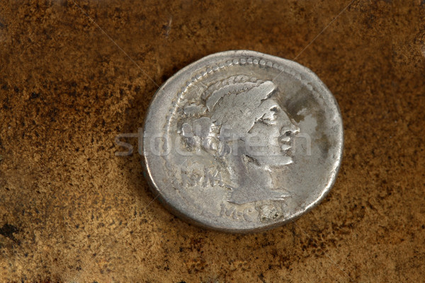Római ezüst érme Róma elöl oldal Stock fotó © lovleah