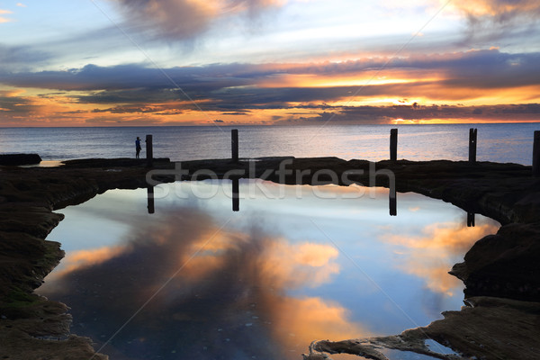 Napfelkelte Ausztrália gyönyörű dél égbolt víz Stock fotó © lovleah