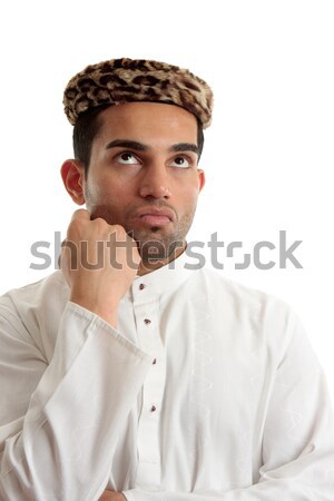 Ethnic man thinking brainstorming Stock photo © lovleah