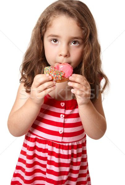 Egészségtelen étkezés gyermek eszik egészségtelen fánk falatozó Stock fotó © lovleah