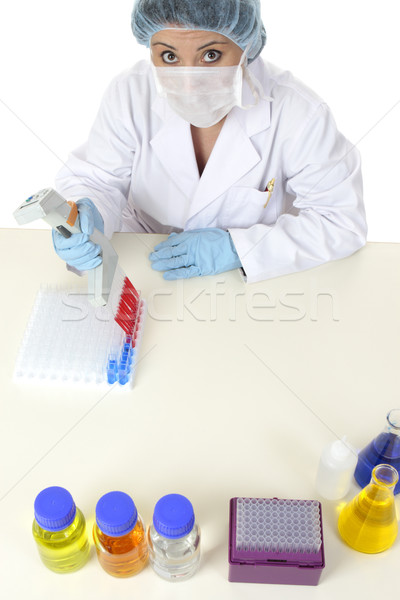 Bilimsel araştırma laboratuvar çalışmak laboratuvar işçi oturma Stok fotoğraf © lovleah