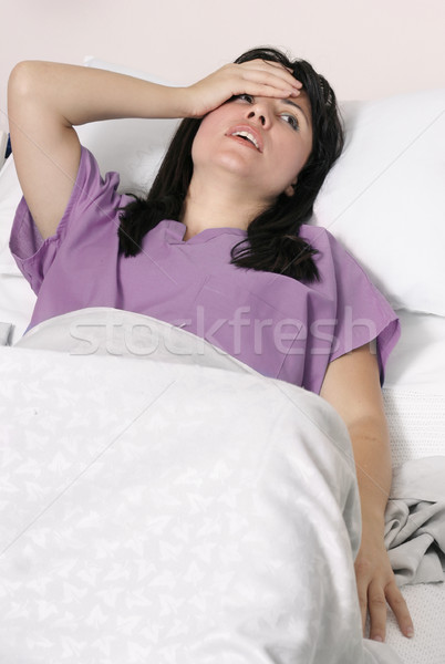 Sickness Affliction woman in hospital Stock photo © lovleah
