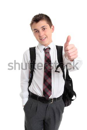 School boy showing thumbs up hand sign Stock photo © lovleah