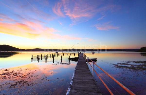 Colourful sunset and water reflections at Yattalunga Australia Stock photo © lovleah
