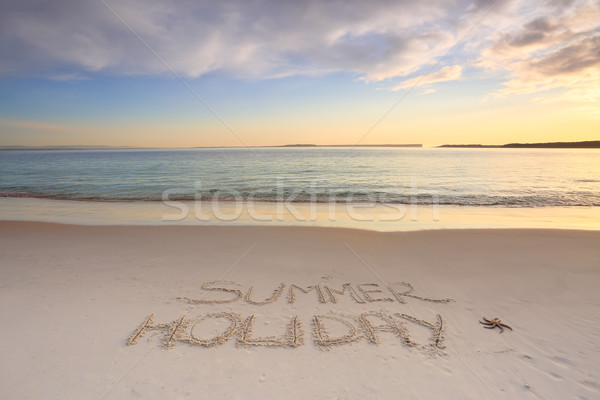 Nyári szabadság homok tengerpart kora reggel fény tenger Stock fotó © lovleah