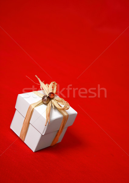 Gift box presentt tied with raffia and beads Stock photo © lovleah