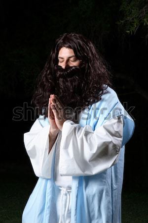 Foto stock: Oración · hombre · Jesús · cuentas