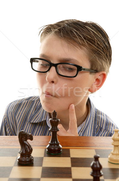 Schaken speler volgende verplaatsen jonge denken Stockfoto © lovleah