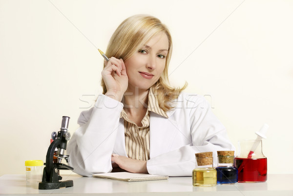 Foto stock: Cientista · lab · trabalhador · novo · produtos