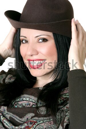 Beautiful cowgirl country girl wearing hat Stock photo © lovleah