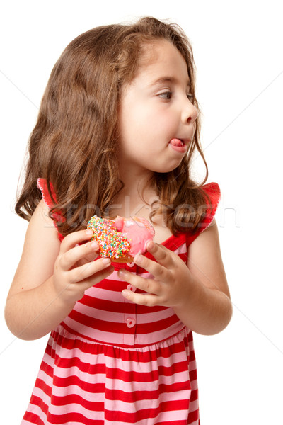 Little girl tasty sweet doughnut Stock photo © lovleah