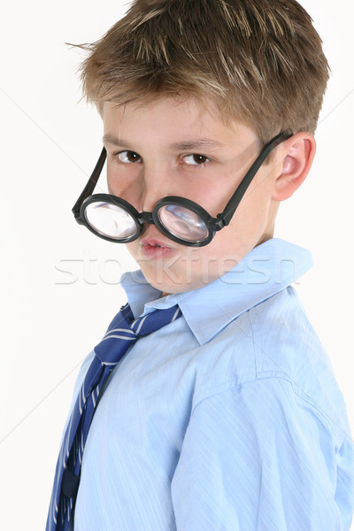 Child looking over top of round glasses Stock photo © lovleah