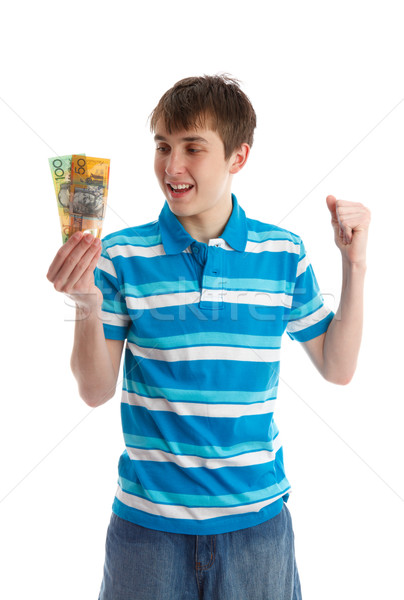 Teenage boy holding money Stock photo © lovleah
