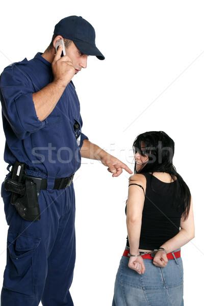Securitate ofiter apel poliţie departe Imagine de stoc © lovleah