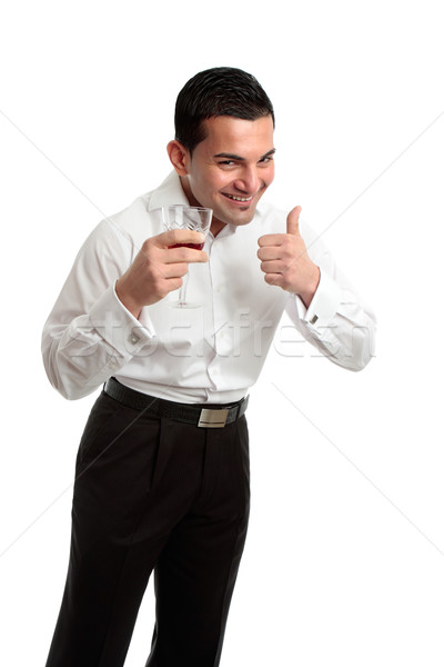Szczęśliwy optymistyczny człowiek śmiechem szkła Zdjęcia stock © lovleah