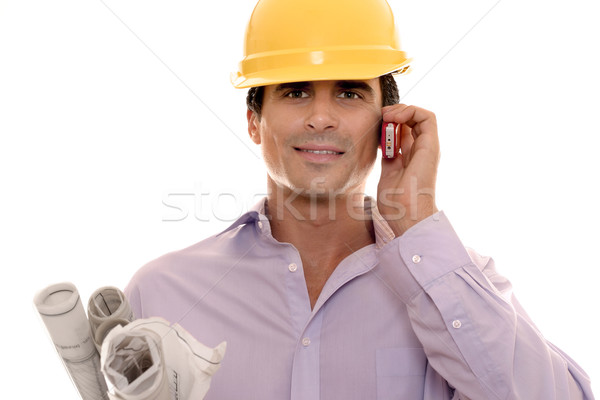 Homem arquiteto construção desenvolvimento empresário telefone Foto stock © lovleah