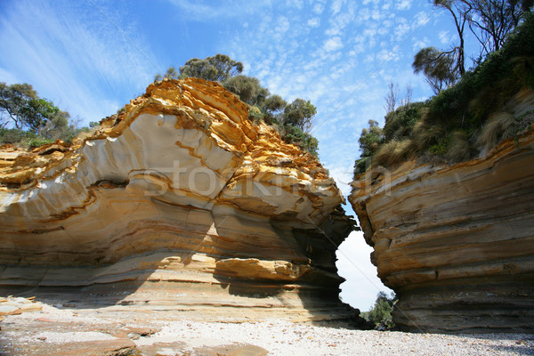 Geknackt Natur schönen Texturen Sandstein verwitterten Stock foto © lovleah