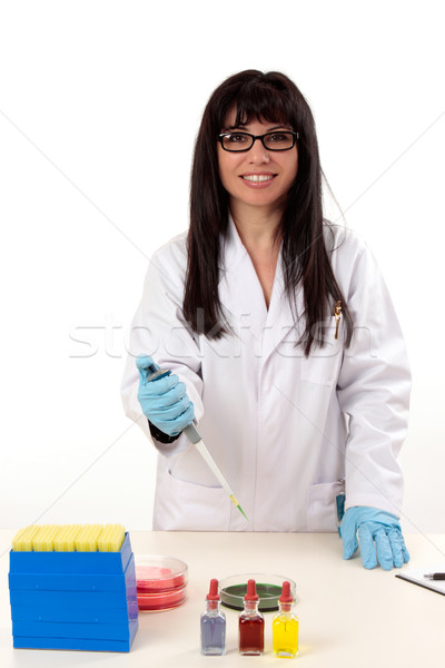 Scientist with fixed volume pipette Stock photo © lovleah