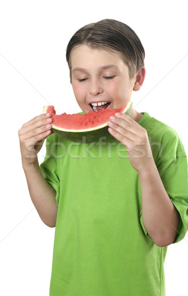 Eating juicy watermelon Stock photo © lovleah