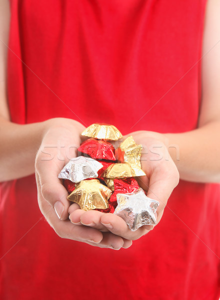Handful of Christmas chocolates Stock photo © lovleah