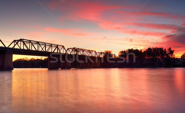 Magnificent sunset Victoria Bridge over Nepean River Penrith Stock photo © lovleah