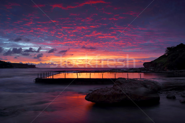 夜明け 岩 プール 長い シドニー オーストラリア ストックフォト © lovleah