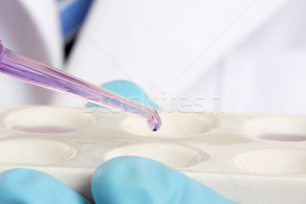 Scientist, chemist  with pipet and spotting plate Stock photo © lovleah