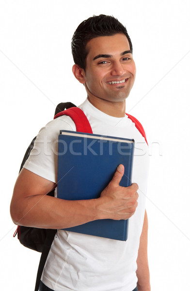 Extatisch etnische student glimlachend mannelijke halfbloed Stockfoto © lovleah