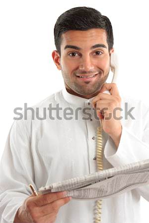 Happy businessman with financial newspaper  Stock photo © lovleah