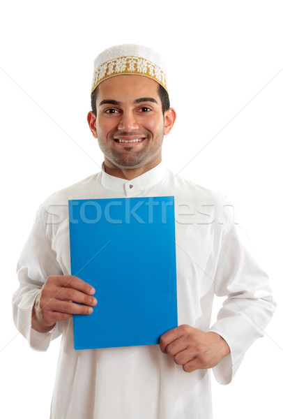 Smiling arab man with brochure Stock photo © lovleah
