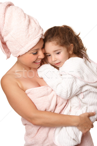 Doting mother and daughter bathtime Stock photo © lovleah